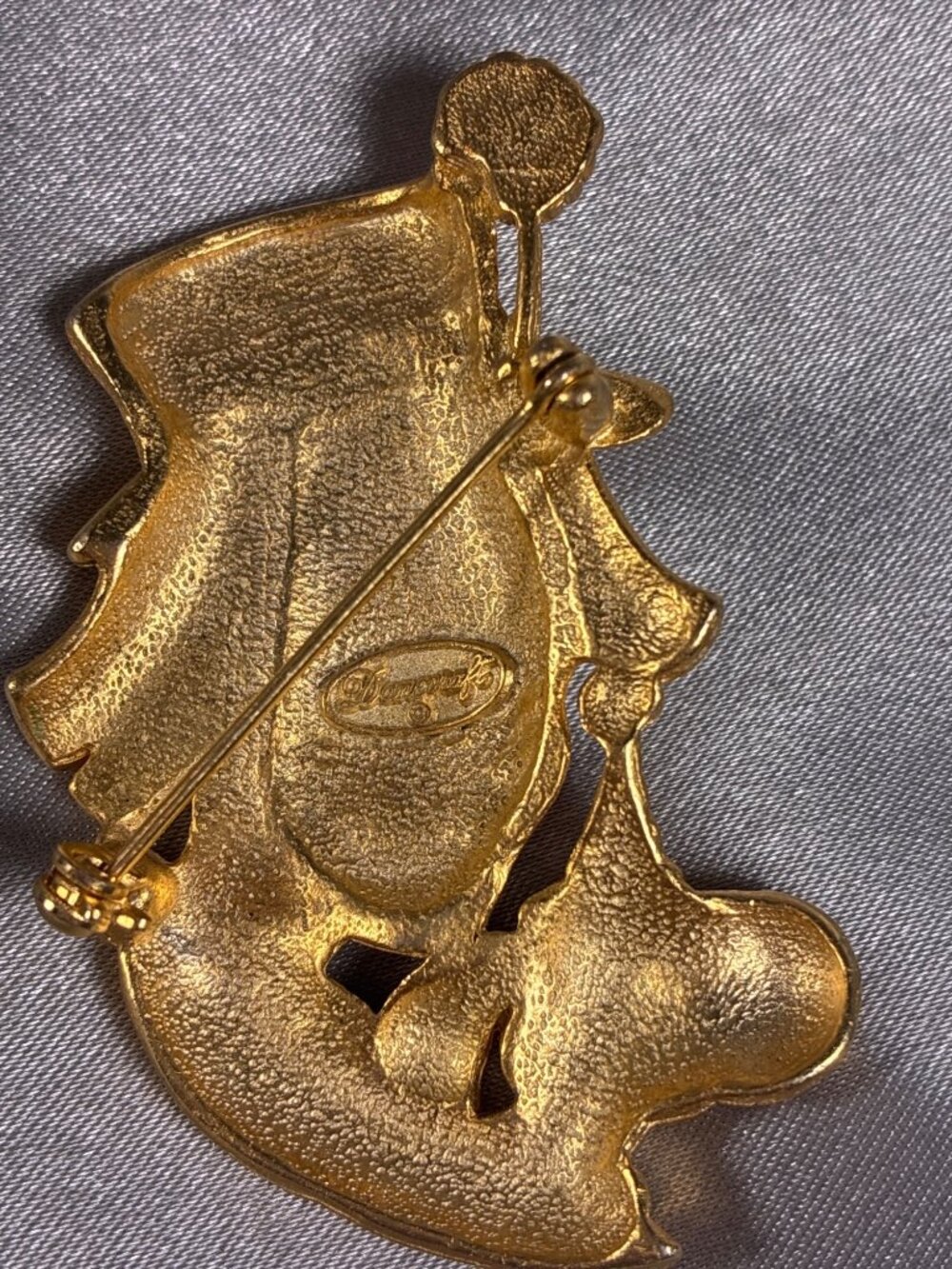 Vintage Danecraft Clown Brooch Dog Enamel Rhinestone Gold Tone Figural Pin - Picture 4 of 7